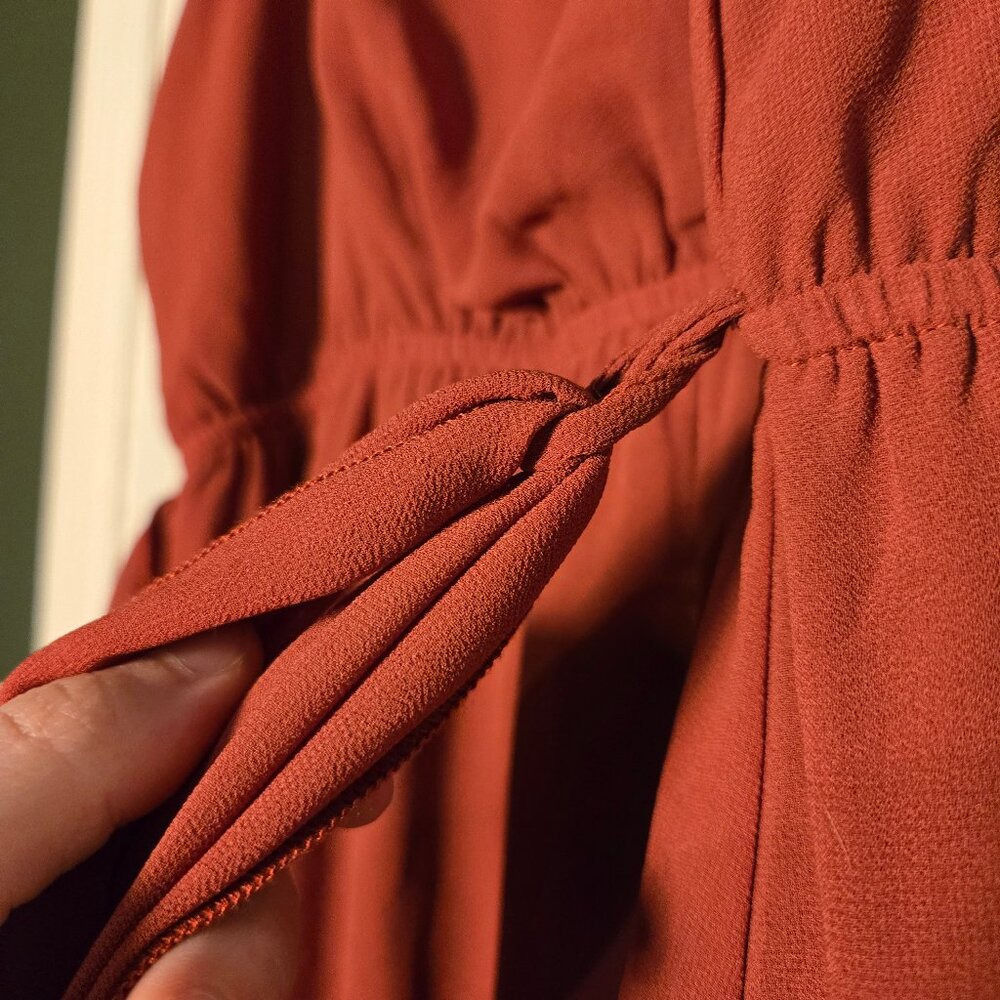 Baltic Born Red Maxi Dress with V-Neck and Front Slits - Picture 7 of 8